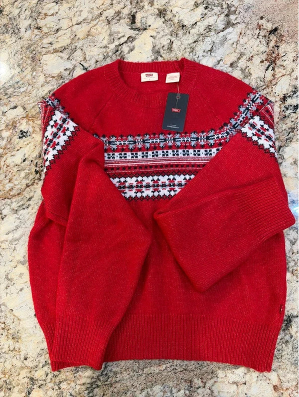 New! Levi’s Red Women’s Sweater Small Lou Fairisle Sweater New With Tags Logo